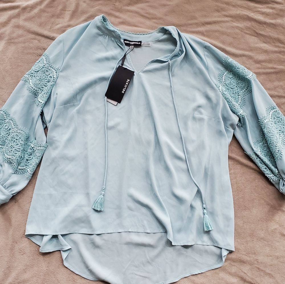 Karl Lagerfeld flowy peasant top 1x